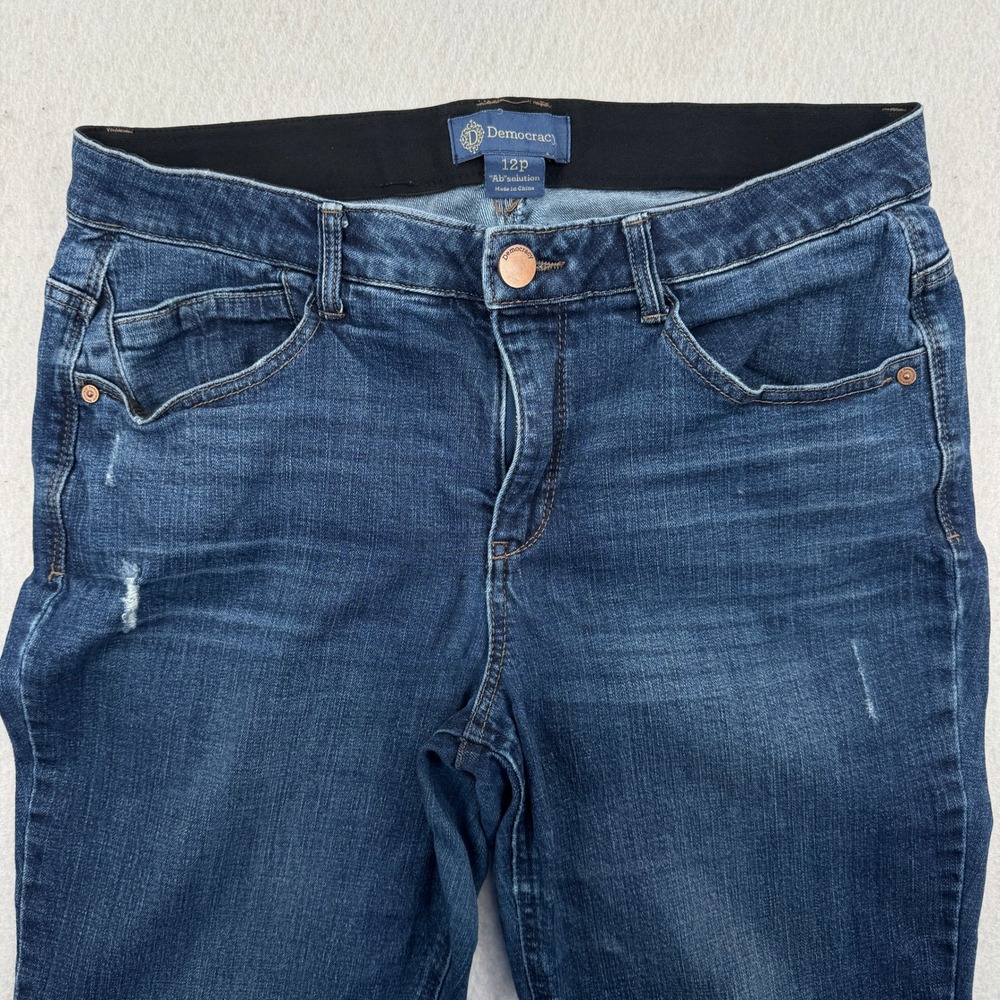 Democracy Ab Solution Straight Leg Jeans Size 12P Petite (34x28) Blue Denim